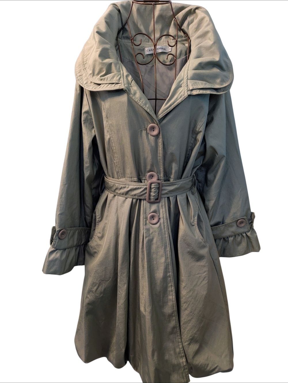 Casa Donna Vintage Iridescent Belted Trench Coat